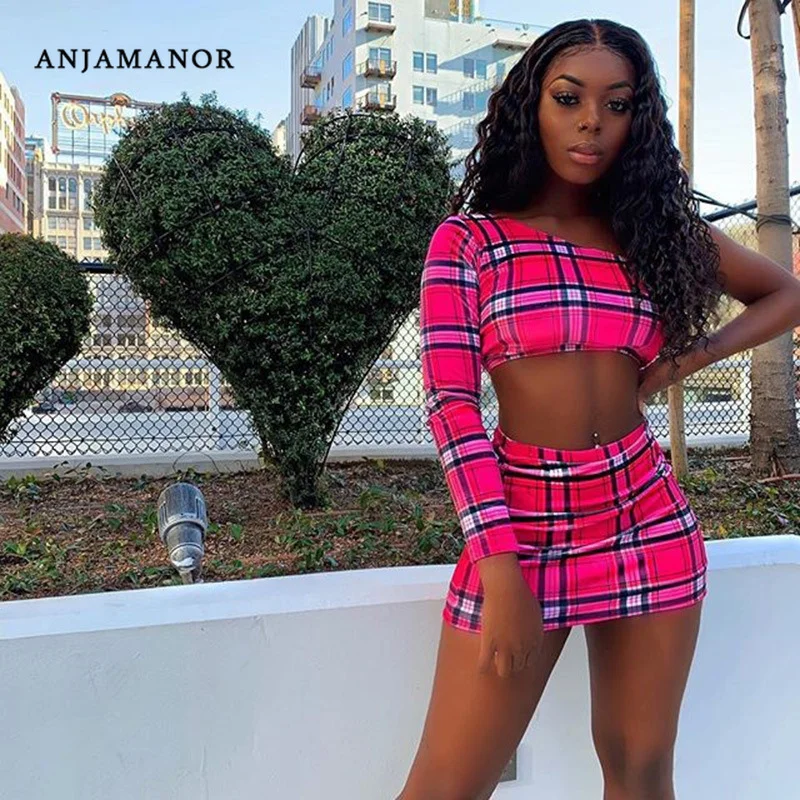 Plaid Print Sexy Two Piece Set