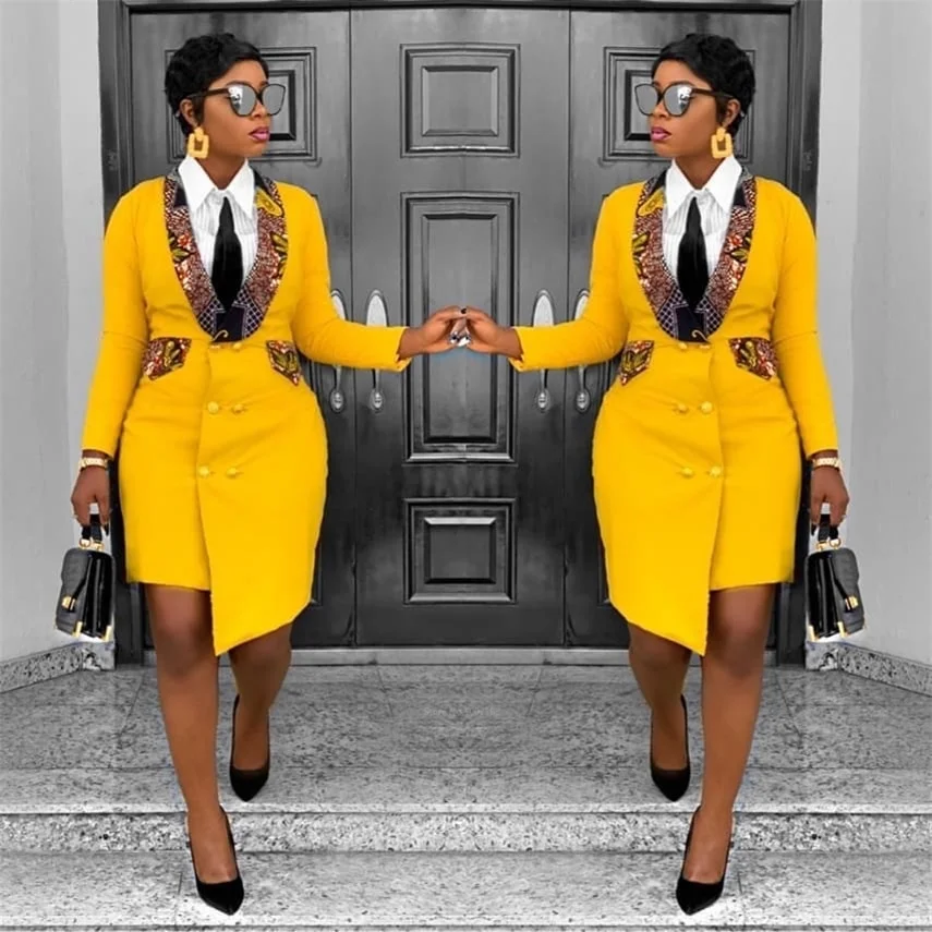 Dashiki Bodycon Office Dress - Image 2