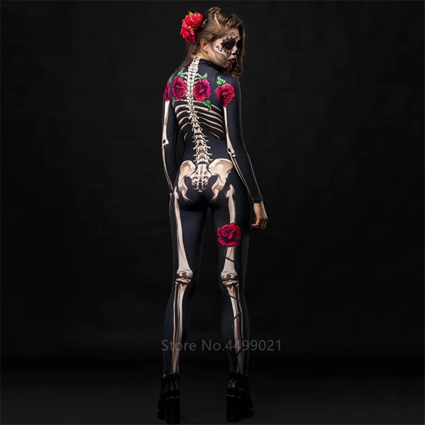 Rose Skeleton Adult Kids Scary Halloween Costume - Image 3