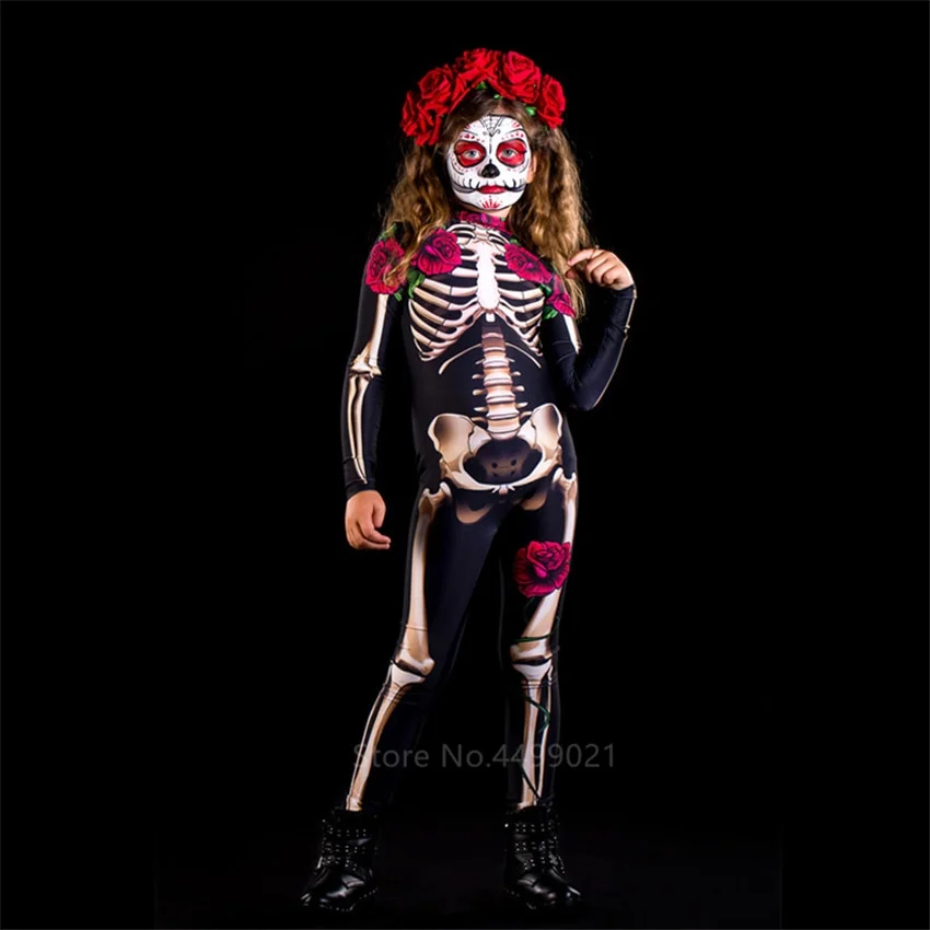 Rose Skeleton Adult Kids Scary Halloween Costume - Image 4