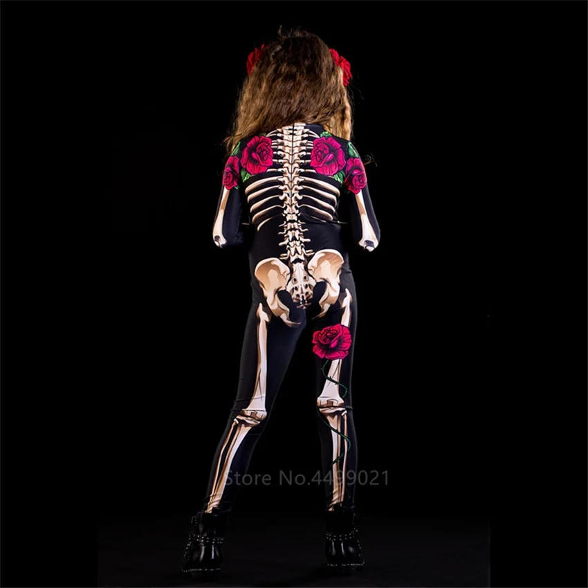 Rose Skeleton Adult Kids Scary Halloween Costume - Image 5