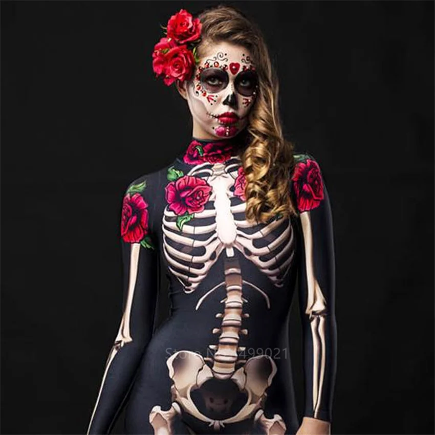 Rose Skeleton Adult Kids Scary Halloween Costume - Image 6