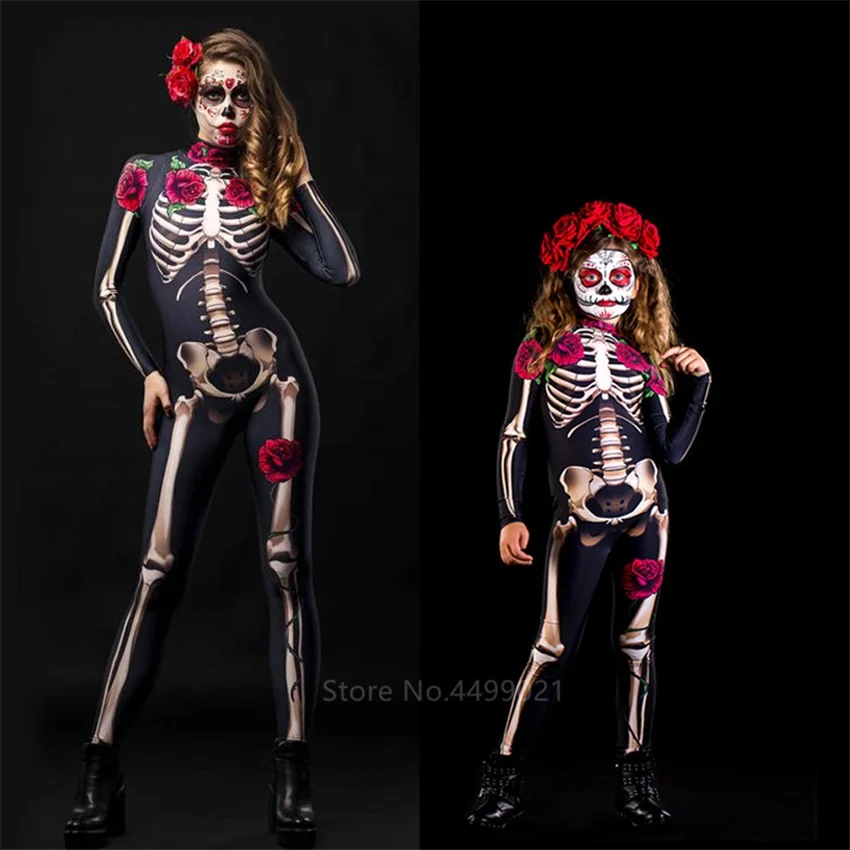 Rose Skeleton Adult Kids Scary Halloween Costume