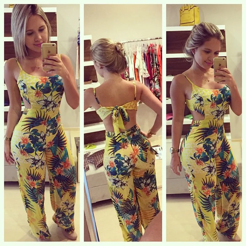 Flare Floral Bandage Jumpsuits - Image 4
