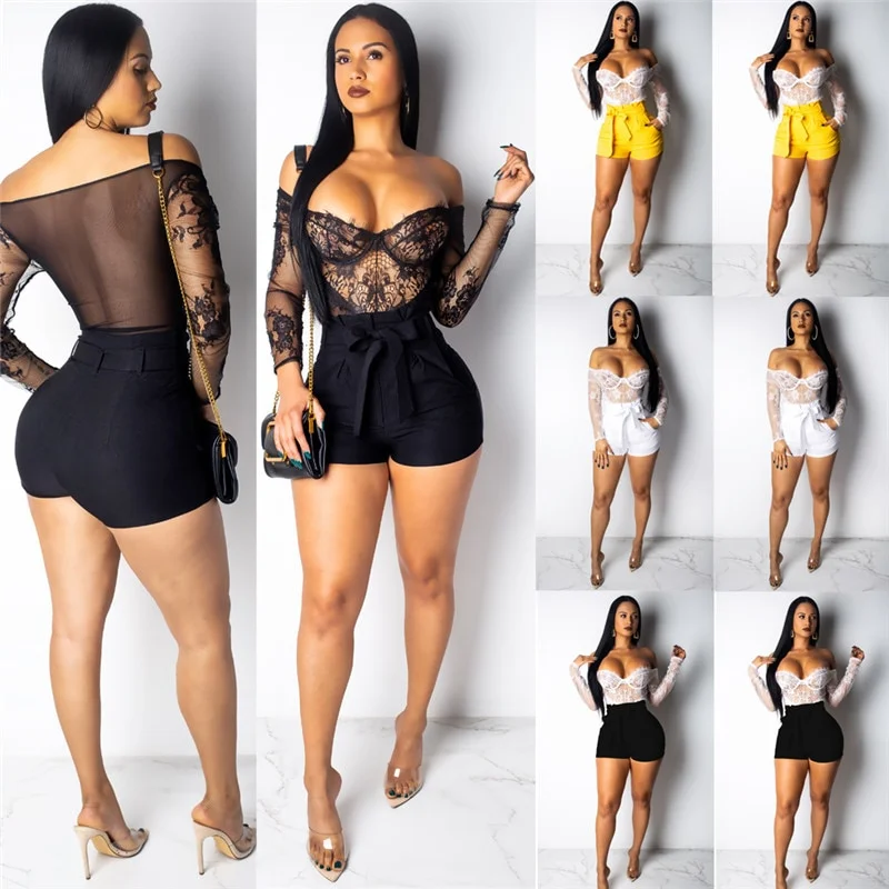 A-Line High Waist Shorts with Bow Tie Belt - Image 2