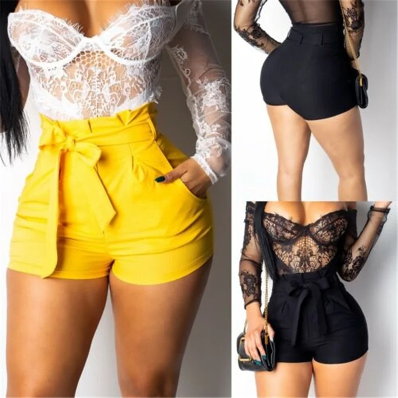 A-Line High Waist Shorts with Bow Tie Belt