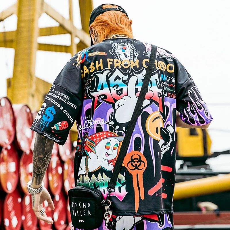Aolamegs Graffiti Men's Hip Hop Tee Shirts - Image 2