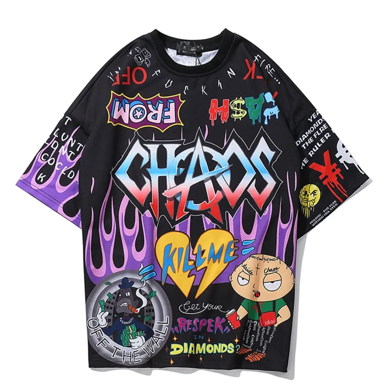 Aolamegs Graffiti Men's Hip Hop Tee Shirts - Image 4