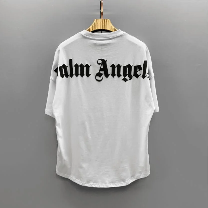 Palm Angels Letter Logo Unisex Round Neck T-shirt - Image 2