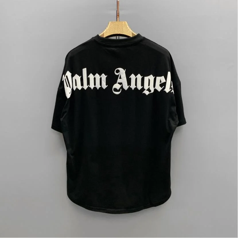 Palm Angels Letter Logo Unisex Round Neck T-shirt - Image 5