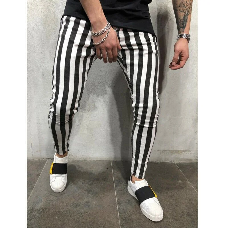 Comfortable Striped Pencil Pants for Men - Image 3