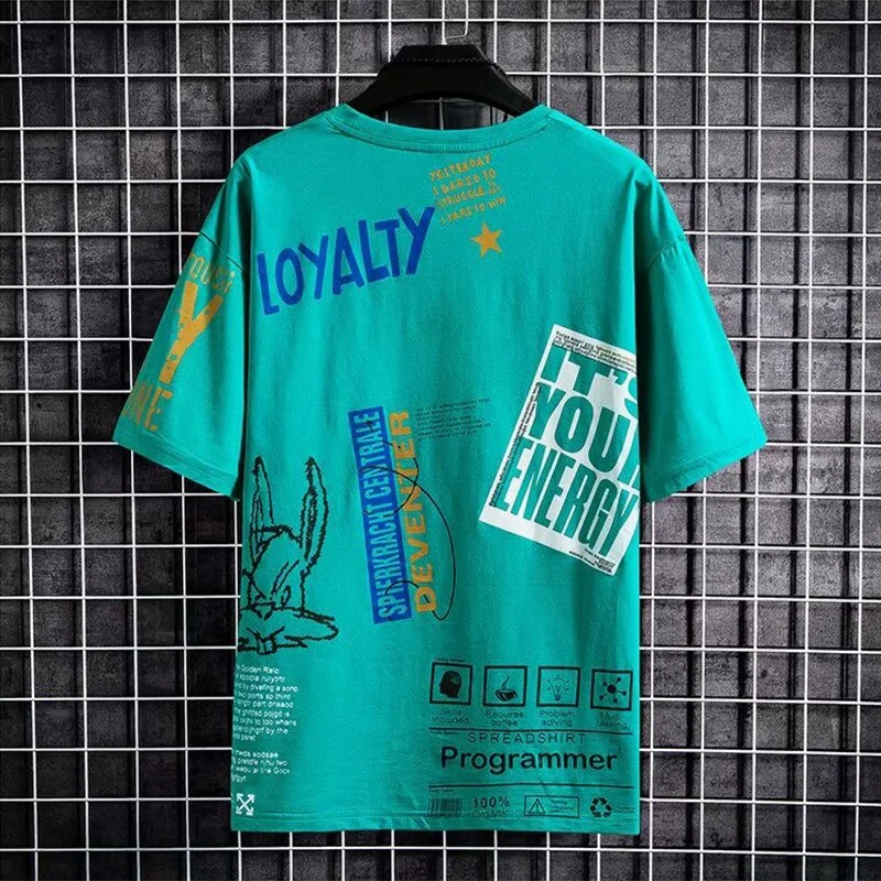 Men's Harajuku Korean Printing Short Sleeve Tops - Image 6