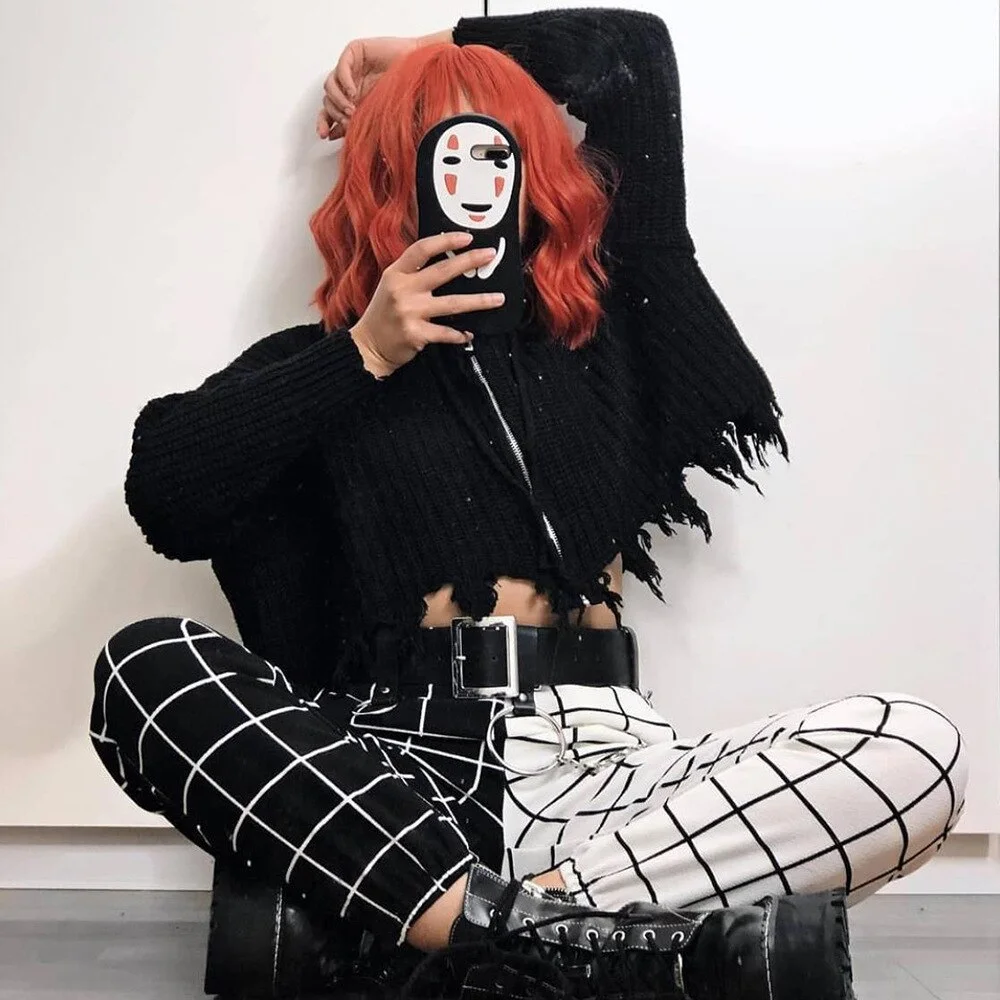 Harajuku Vintage Plaid & Patchwork Pants - Image 5