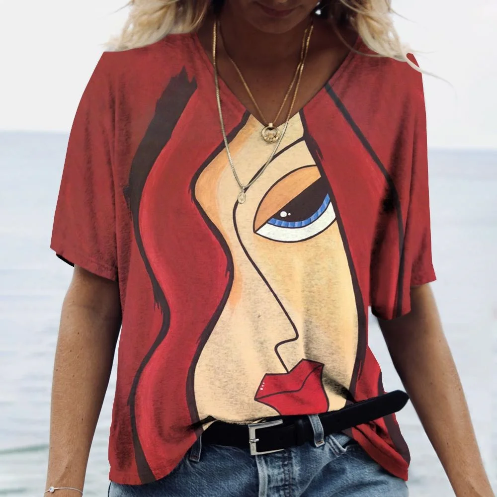 Abstract Face Vintage Fashion Top - Image 2