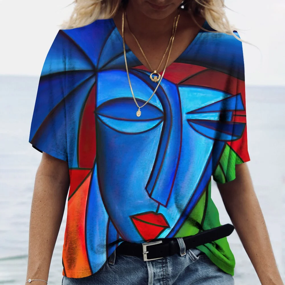 Abstract Face Vintage Fashion Top - Image 4