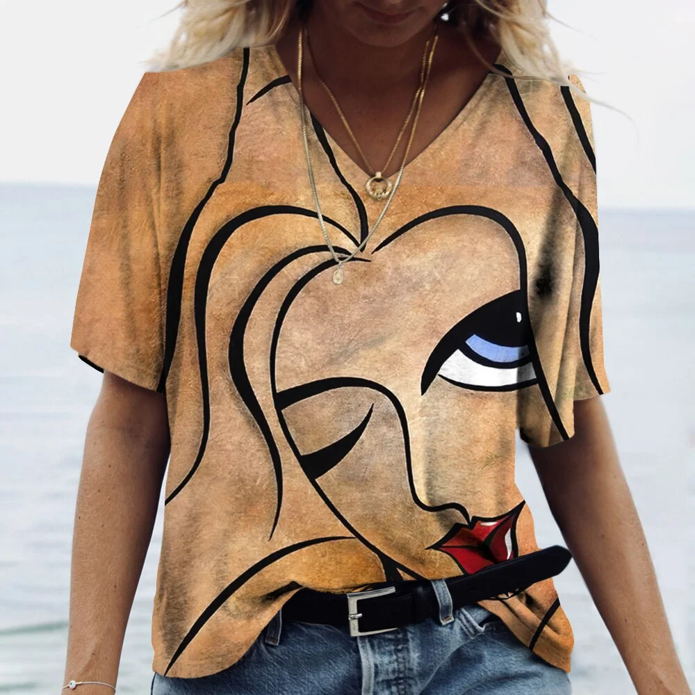Abstract Face Vintage Fashion Top - Image 6