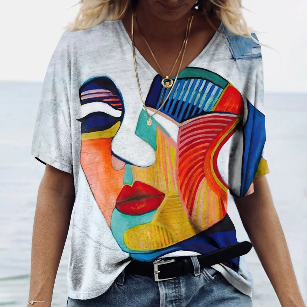 Abstract Face Vintage Fashion Top